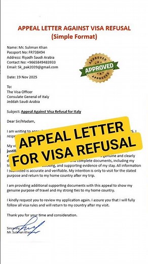 How to Write Appeal Letter For Schengen Visa Refuse | Schengen Visa Appeal Letter | Italy Visit Visa