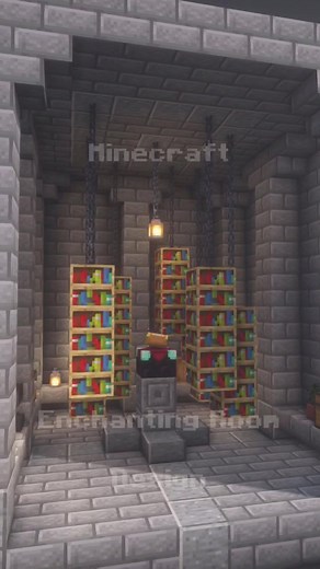 Minecraft Enchanting Room Design with hanging bookshelfs. #minecraft #minecrafttutorial #minecraftbuilding #enchantingtable #foryoupage #fyp #viral