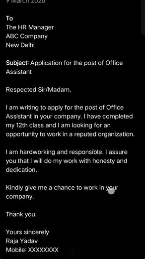 Job application format for class 12th english most important for boards #study #boardexam #viral