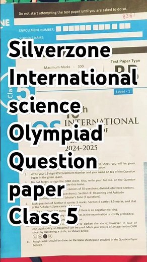 silverzone International science Olympiad class 5 2024-25