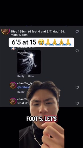 Aerongrowz on Instagram: "Bro is craxy tall 😭😭😭🙏🙏 #heightmaxx #heightgrowth #6ft #height #shortking If you want your height predicted, follow these steps: (The more steps you complete, the higher chances of a height prediction!) 1) Follow! 2) Repost this video! 3) REQUIRED INFO: Your age, height, and both parent’s height. 4) Optional info: Your weight, activity level, sleep, and shoe size. 5) Extra info: sibling height, if you hit growth spurt, if you hit puberty. 6) FOR BEST CHANCE AT HEIG