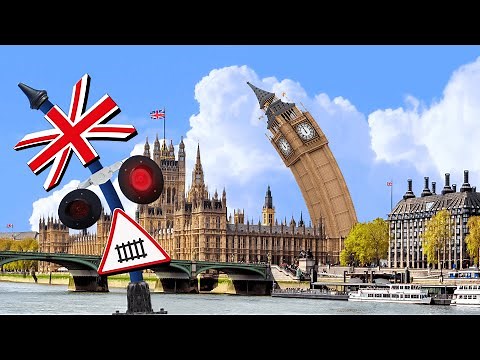 【踏切アニメ】イギリスふみきりカンカン♪＼ビッグベン／England! Imaginary railroad crossings and trains!