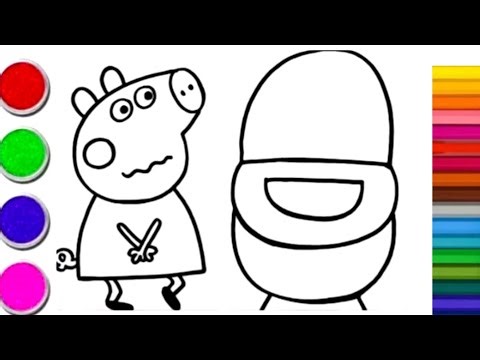 Peppa pig drawing painting and colouring for kids and toddlers l