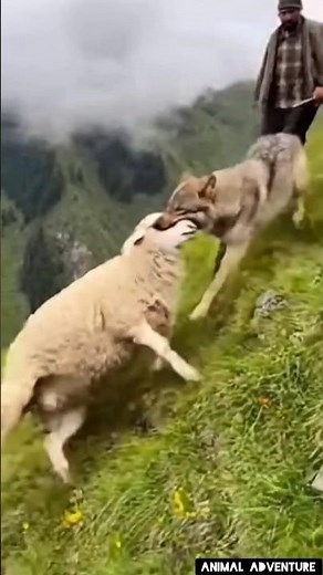 A wolf attacks one of the sheep in the flock, but the shepherd can do nothing