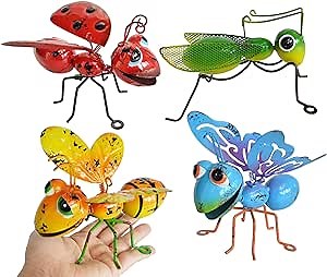 GIFTME 5 Metal Garden Sculptures Statues Yard Art Decoration,Set of 4 Garden Decor Perfect Hanging The Tree, Porch,Backyard or Patio Wall Decor