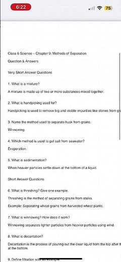 Class 6 science Class 6 scienc curiosity Class 6 science chapter 9 notes #classnotes #cbsenotes