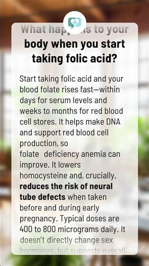 What happens to your body when you start taking folic acid?