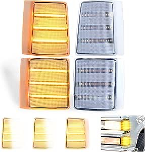 LED Amber Sequential Turn Signal Lights Compatible with 1994-2000 Chevrolet K/C 1500 2500 3500 Truck tahoe/Suburbban C/K 1500 2500 Front Corner Side Marker Lights 4pcs Clear lens