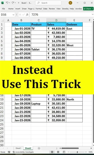 ✅How to fill empty cells in excel💯👍😱 #excel #office #spreadsheet