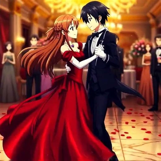 Kirito and Asuna Dancing Together and kiss each other