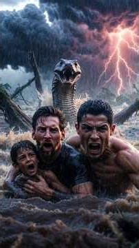 Messi & Ronaldo vs Giant Anaconda in Deadly Flood! 😱🌊