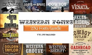 Western Fonts Bundle: 250  Cowboy Schriften (TTF, OTF) - Kommerzielle Nutzung - Etsy.de
