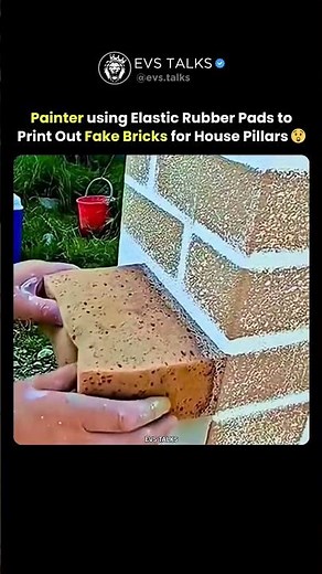 Fake Bricks, Real Skill! 😍🧱 Painter’s Rubber Pad Technique Explained