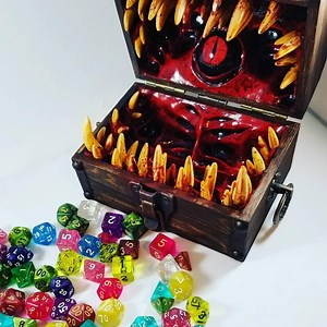 XL Mimic Dice Chest: Hand-painted Wooden D&D Treasure Box - Etsy