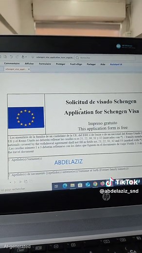 Remplissage de formulaire pour visa Espagne