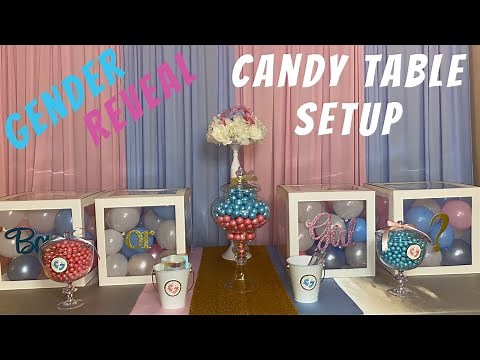 How to set up a candy buffet table | Candy Table Ideas | Gender Reveal Decoration Ideas