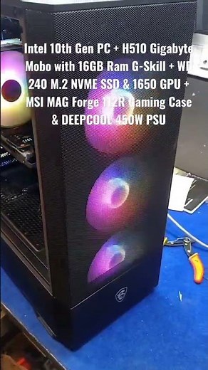 MSI MAG Forge 112R Gaming Case with Intel 10th Gen & 16GB G-Skill & Deepcool 450 PSU #shorts