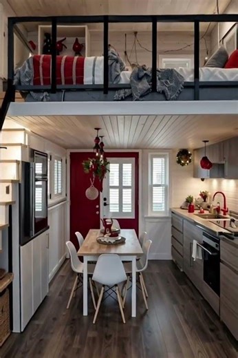 Tiny Cabin Interior Tour | Loft, Kitchen & Holiday Vibes