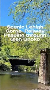 Jim Thorpe Scenic passenger Train passing through Glen Onoko along the D&L