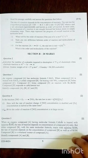 ISC grade XII Chemistry Board question paper 2025