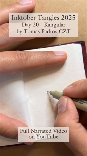 Day 20 of Inktober 2025: Kangular This clever tangle by Tomàs Padrós is such a satisfying one to draw. I’m a big fan of Tomàs and his patterns - he’s amazing at stepping out geometric tangles that look intricate but are surprisingly simple once you try them. Kangular begins with an open-ended triangle, adds another triangle inside, and a touch of ink to give the impression of layers and depth. You can arrange it in a line or in the round to create very different effects. 👉 Full step-by-step les