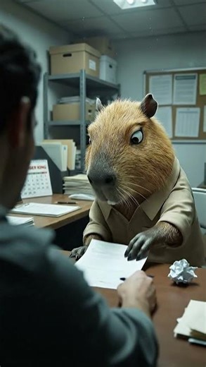 The Capybara's Big Interview 😬 #Capybara #JobInterview #Shorts #Cinematic