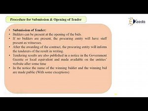 Procedure for Submission and Opening of Tender - Tenders and Contracts