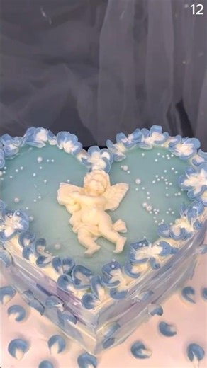 Abstract swirls of cream and blue liquid make this cake beautiful #shorts #cake