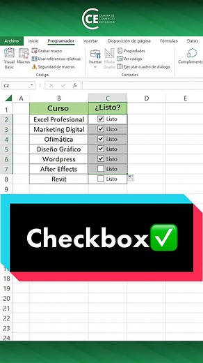 Aprende a realizar un checkbox en Excel✅ Certifícate en Excel profesional✨ Link en la BIO📲 #excel #exceltips #certifícate