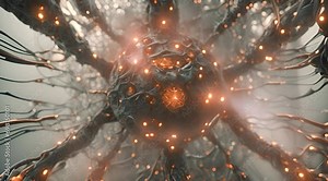 Animation of Neural Network. Concept: Deep Learning, Chatbot, Artificial Intelligence, Machine Learning and Large Language Model Visualization.