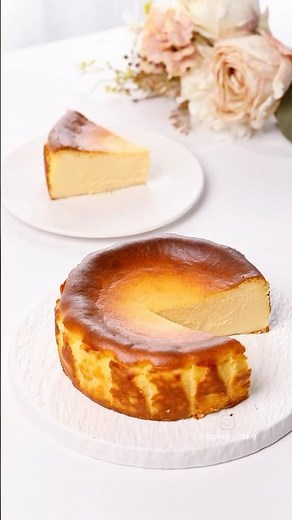 🍰Make a Burnt Basque Cake at home, creamy and gooey easy cheesecake recipe. #basquecheesecake