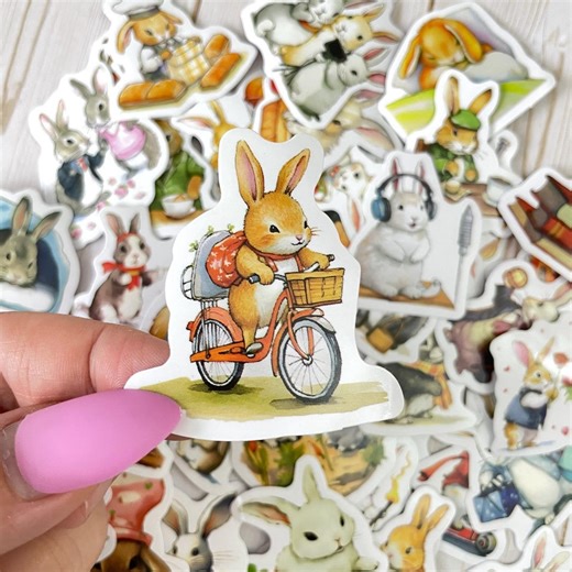 50 Pcs Cute Bunny Stickers Pack Watercolor Rabbit Stickers for Journaling Scrapbooking Spring Easter or Kawaii Cottagecore Craft Waterbottle - Etsy