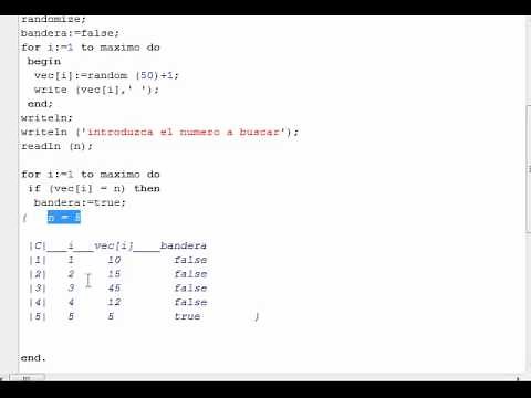 Programación en Pascal - Buscar un número en un Vector