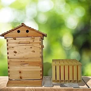 Beehive Bee Hives Boxes Starter kit, with 7 Hive Frames, 1 Super Box, 1 Brood Box Perfect for Backyard Beekeeping