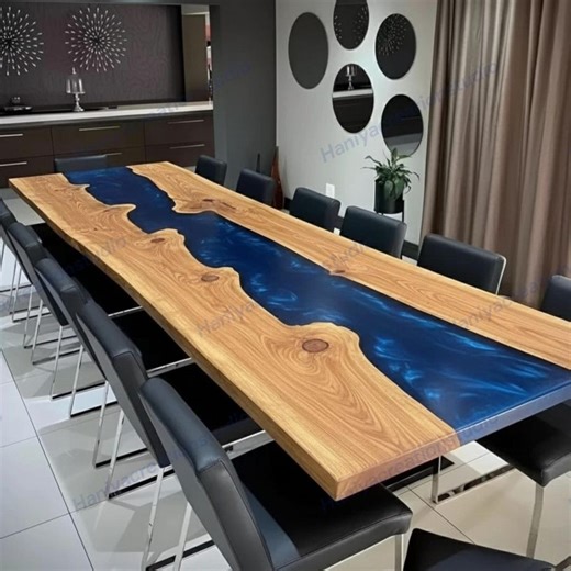Metallic Blue Epoxy Resin Wood Conference Table – Luxury Office & Hotel Furniture - Etsy