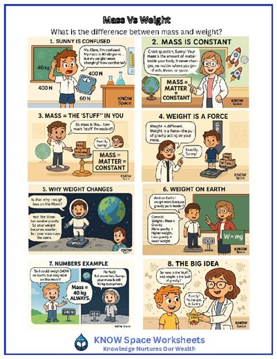 Mass vs Weight Science Worksheet – Understanding the Difference (High School)