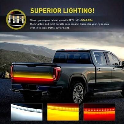 New 60-Inch/150cm Truck Tailgate Light Strip, Three Rows Of LED Light Strips, With Red Brake Lights, White Reverse Lights, Amber Sequential Turn Signals And Strobe Lights, Automotive LED Neon Light Accessories. | SHEIN