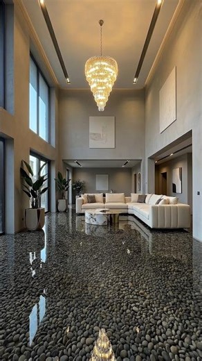 Stone Epoxy Floor Luxury Living Room ✨