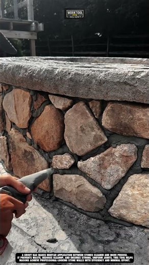 Filling stone joints neatly using grout bag