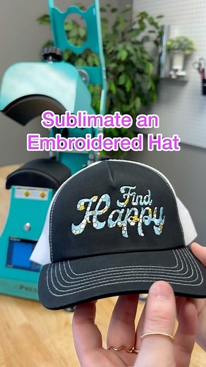 New Craft Alert 🚨 We’ve seen it done and now tested it ourselves - sublimating an embroidered hat! Check out how easy it is to do yourself! Add any custom pattern to embroidery now with this new decoration method!! #embroidery #sublimation #mixedmedia #findhappy | Heat Transfer Warehouse