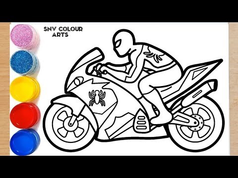 How to Draw Spider-Man Riding a Motorcycle || Spider-Man Motorbike Riding Video for Kids