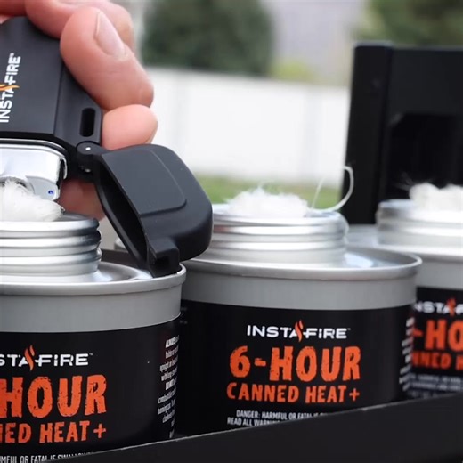Discover for yourself why everyone is raving about this InstaFire canned heat. A single can costs less than $5 and lasts up to 6 hours when paired with the VESTA indoor space heater stove to keep your family warm and fed. Get yours today at beprepared.com. | Emergency Essentials®