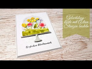Karten basteln mit Action Stanzen und Schablonen I Blumenwiese gestalten