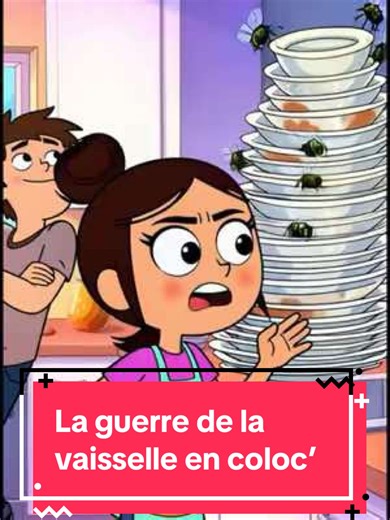 Dialogue en français facile : Coloc en crise ... La guerre de la vaisselle #francaisfacille #français #apprendresurtiktok #françaisparlé #françaispourdébutants
