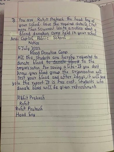 Notice writing class 7 English