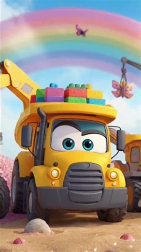 Dump Truck & Road Roller Build a Rainbow Road! 🌈🚜 Kids Shorts #shorts