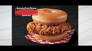 KFC serving fried chicken sandwiched between 2 glazed donuts