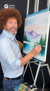 Bob Ross Peindre Sur Le Toile Et Parle Français Québécois Canadien Avec Crayon De Couleur 🇨🇦✍️