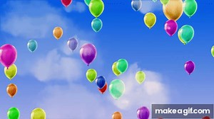 Colorful Balloons Flying in the Blue Sky Loop Background Video, Birthday and Celebration on Make a GIF