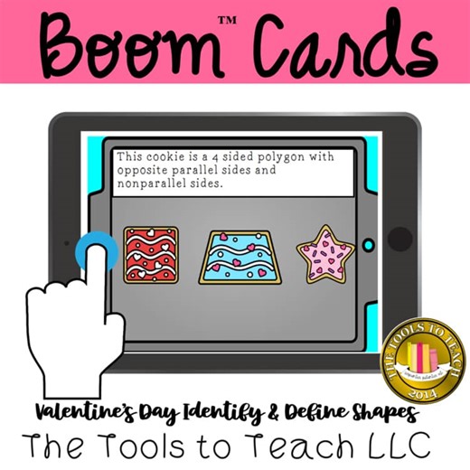 Boom™ Cards Valentine's Day Geometry 14 Identify Shapes Grades 3rd-5th